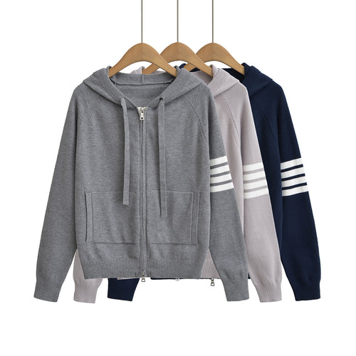 Hooded zipper sweater